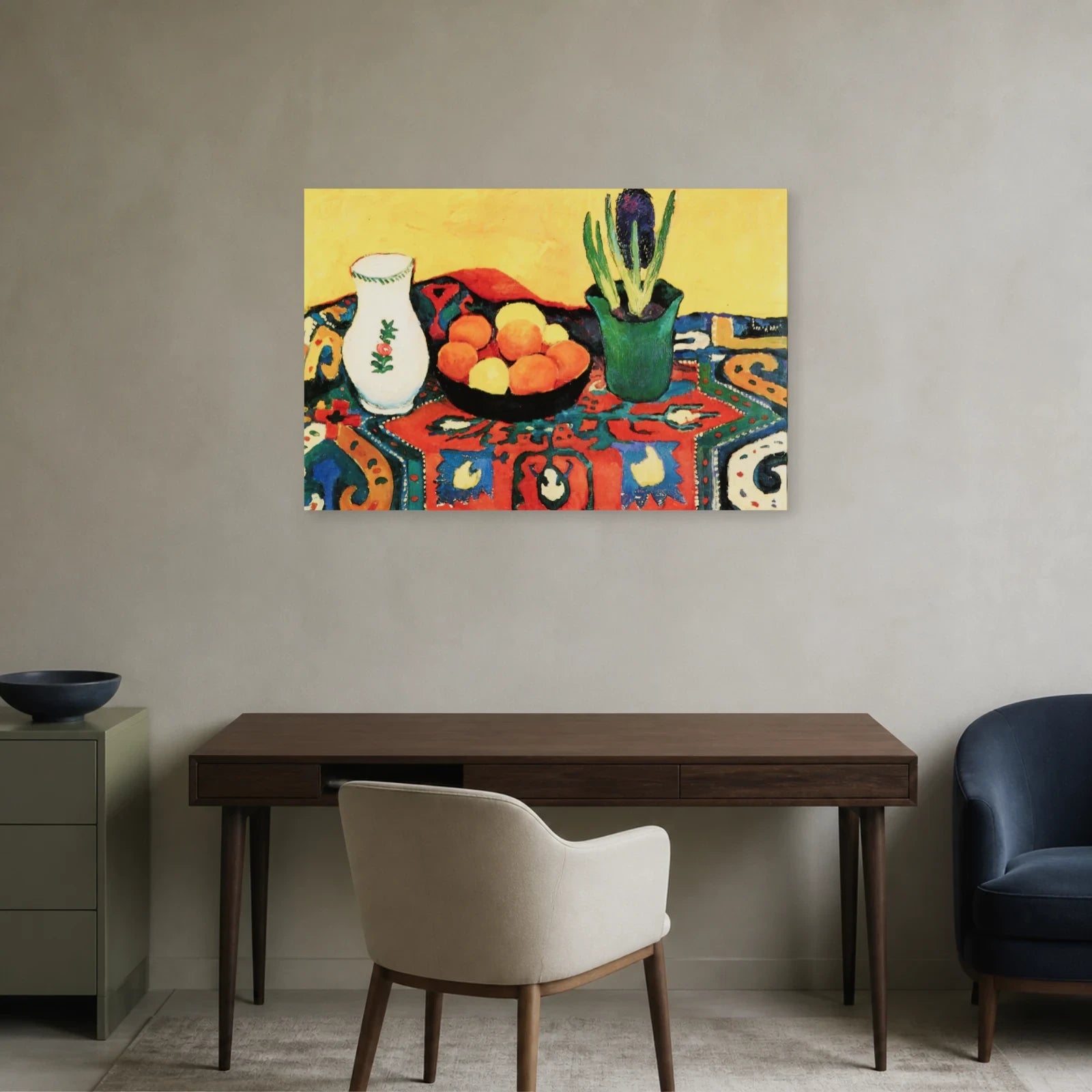 Tableau Nature morte : tapis de jacinthes – August Macke dans un bureau - Art Virtuoso