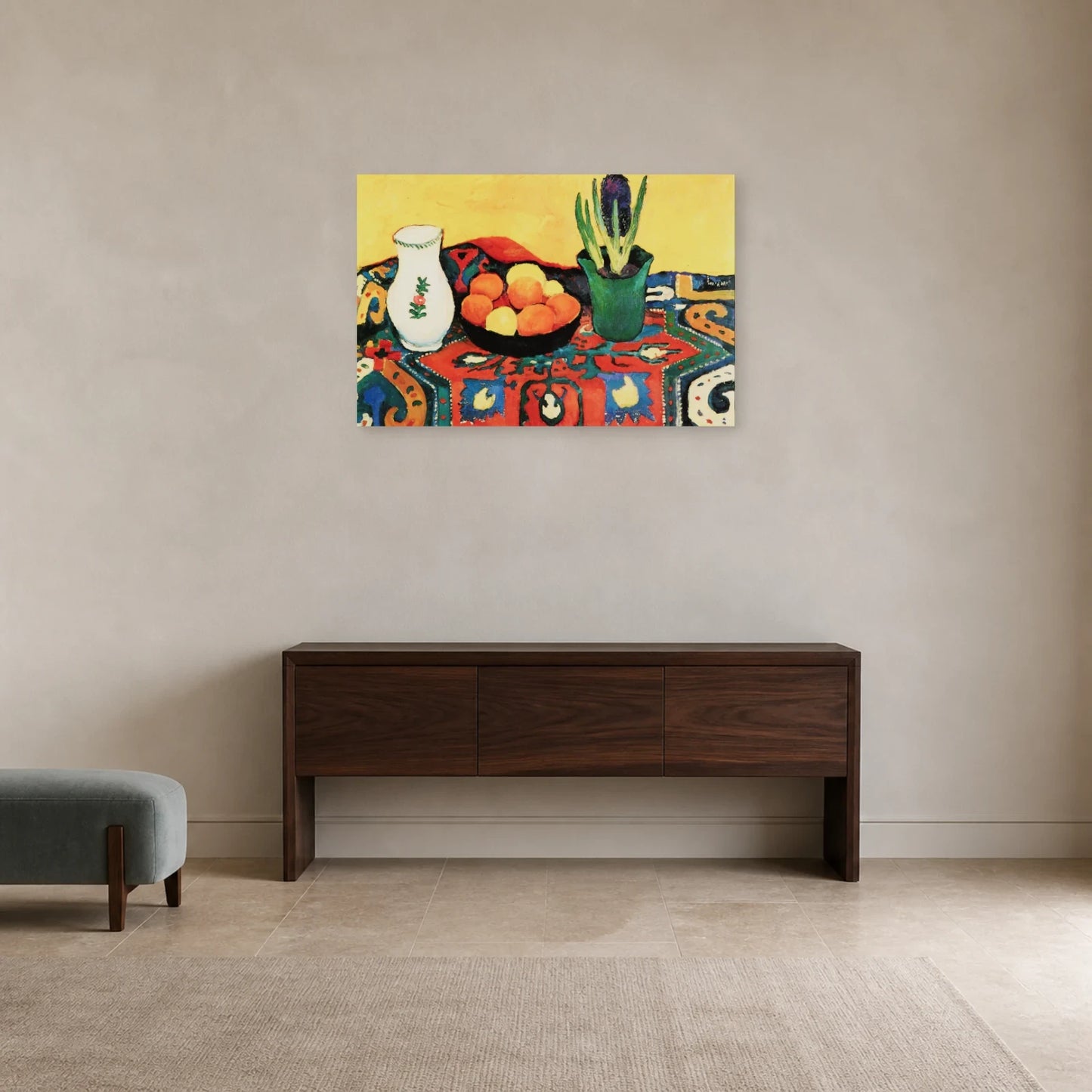 Tableau Nature morte : tapis de jacinthes – August Macke dans une entrée ou un couloir - Art Virtuoso