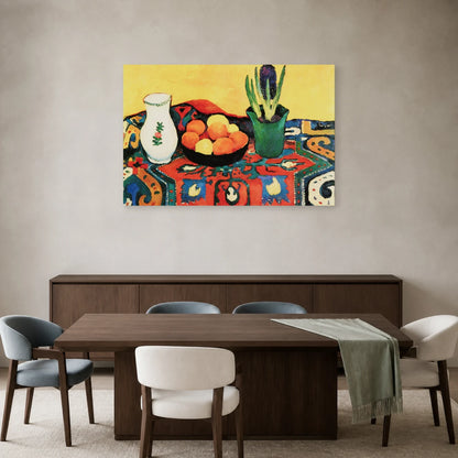 Tableau Nature morte : tapis de jacinthes – August Macke dans une salle à manger - Art Virtuoso