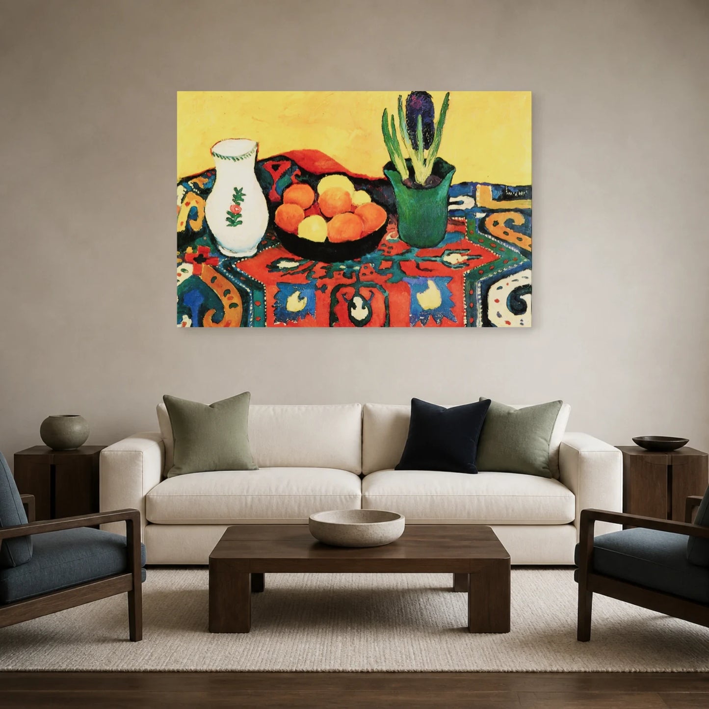 Tableau Nature morte : tapis de jacinthes – August Macke dans un salon - Art Virtuoso