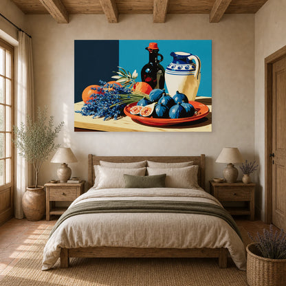 Tableau Nature Morte Terracotta Figues Lavande dans une chambre - Art Virtuoso