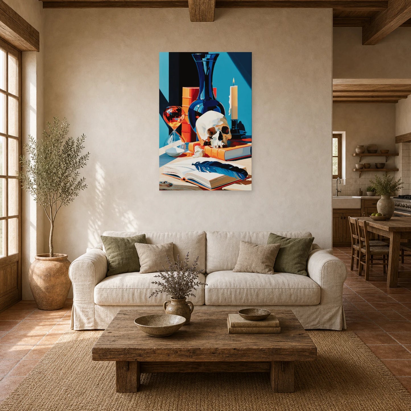 Tableau Nature Morte Vanitas Hollandaise Crane Sablier dans un salon - Art Virtuoso