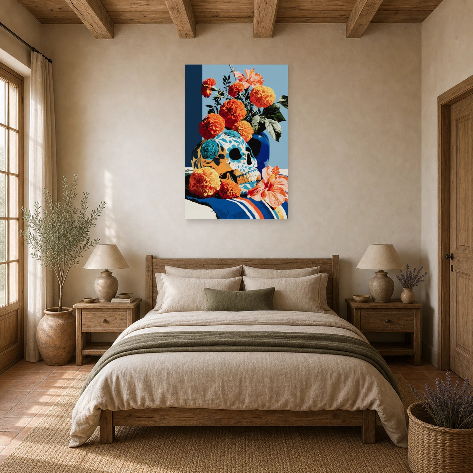 Tableau Nature Morte Vanitas Mexicain Dia Muertos dans une chambre - Art Virtuoso