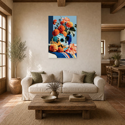 Tableau Nature Morte Vanitas Mexicain Dia Muertos dans un salon - Art Virtuoso