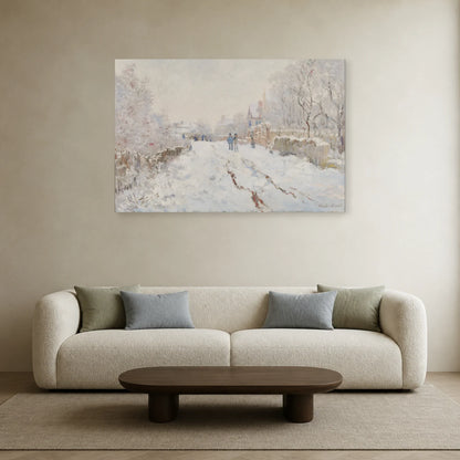 Tableau Rue sous la neige, Argenteuil – Claude Monet dans un salon - Art Virtuoso