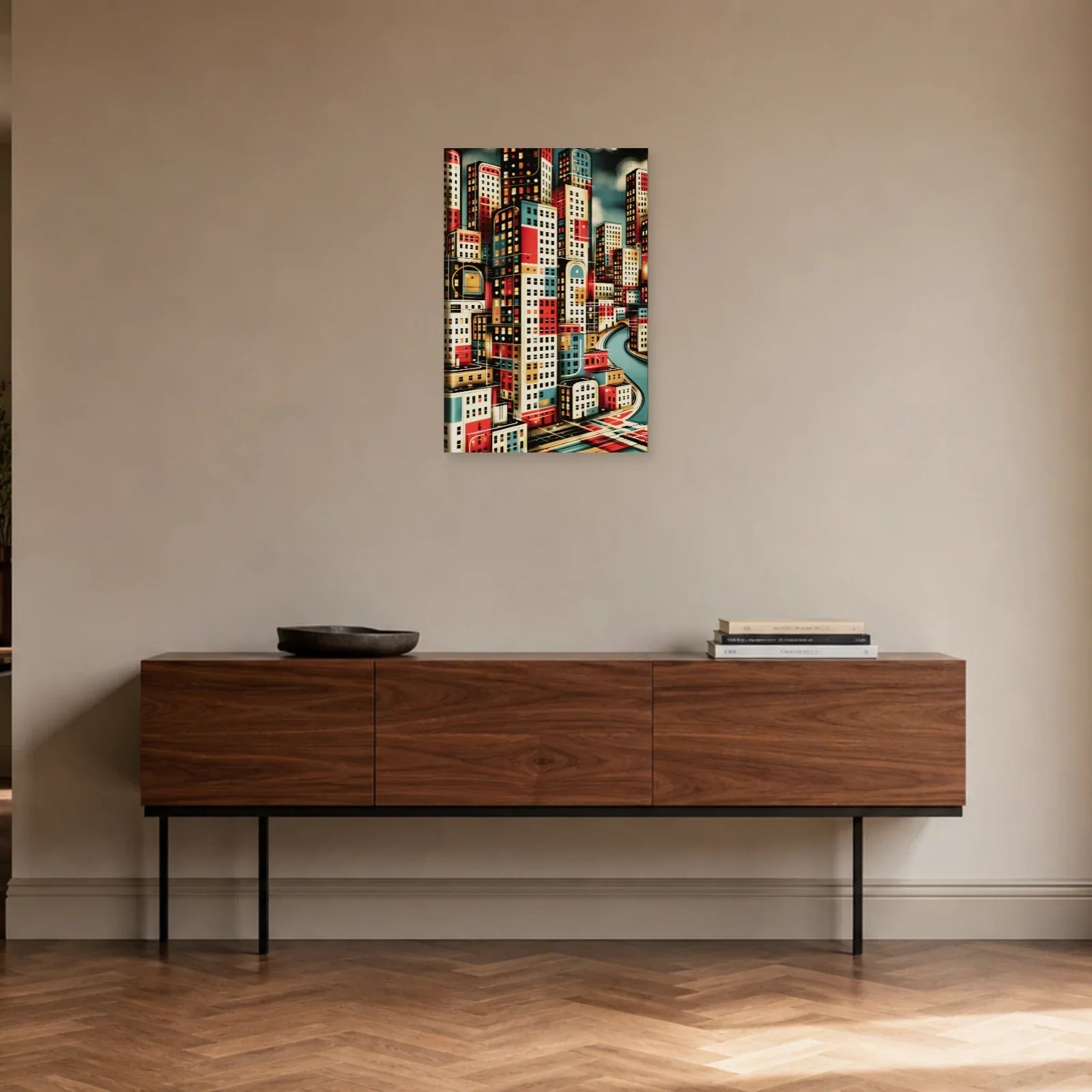 Tableau vertical de New York présenté dans une entrée