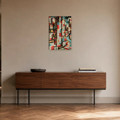 Tableau vertical de New York présenté dans une entrée