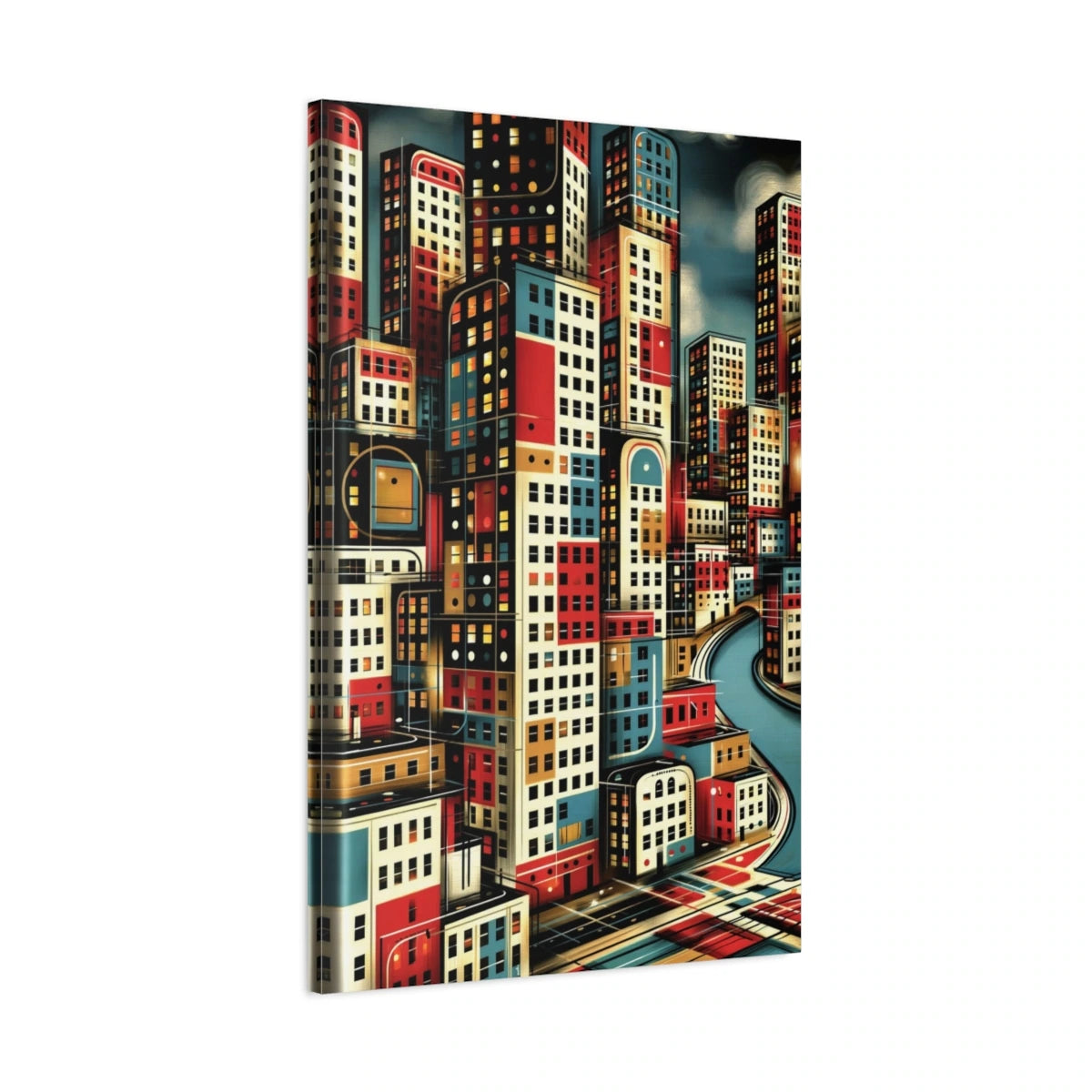 Vue de côté de la toile Bauhaus avec image sur les bords