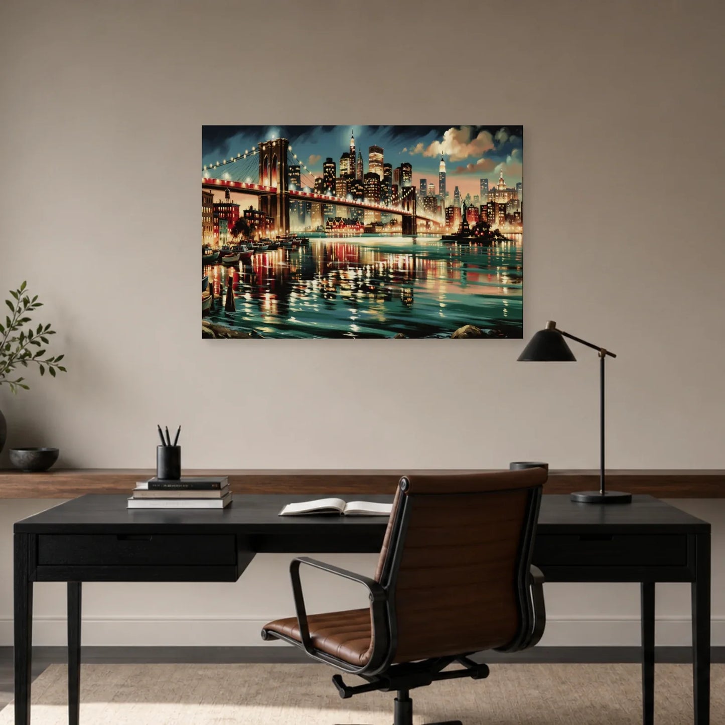 Composition illustrée de New York installée dans un bureau