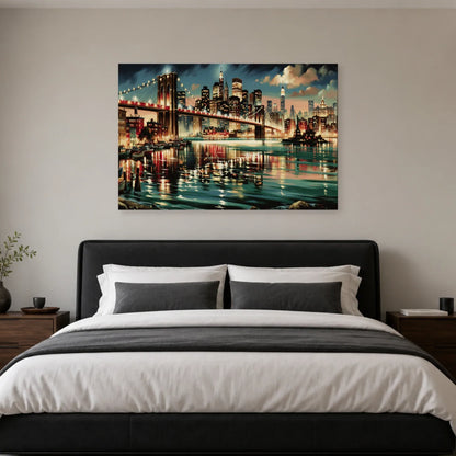 Toile horizontale avec bateaux et lumières dans une chambre