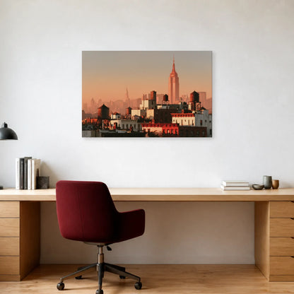 Tableau New York Rose présenté dans un bureau - Art Virtuoso