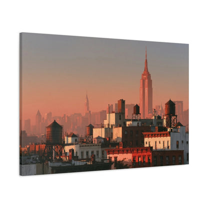 Tableau New York Rose, vue latérale de la toile avec bords imprimés - Art Virtuoso