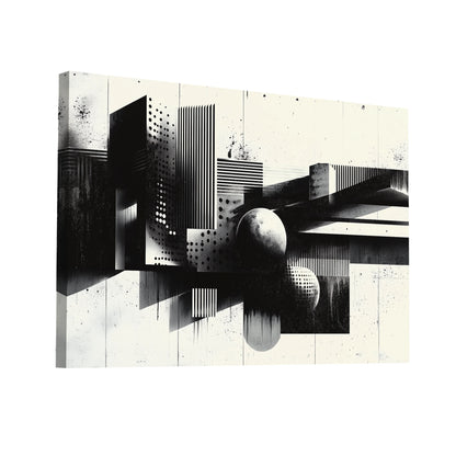 Product Hero 3D WebP Tableau Noir et Blanc Géométrique - Cosmos - Art Virtuoso