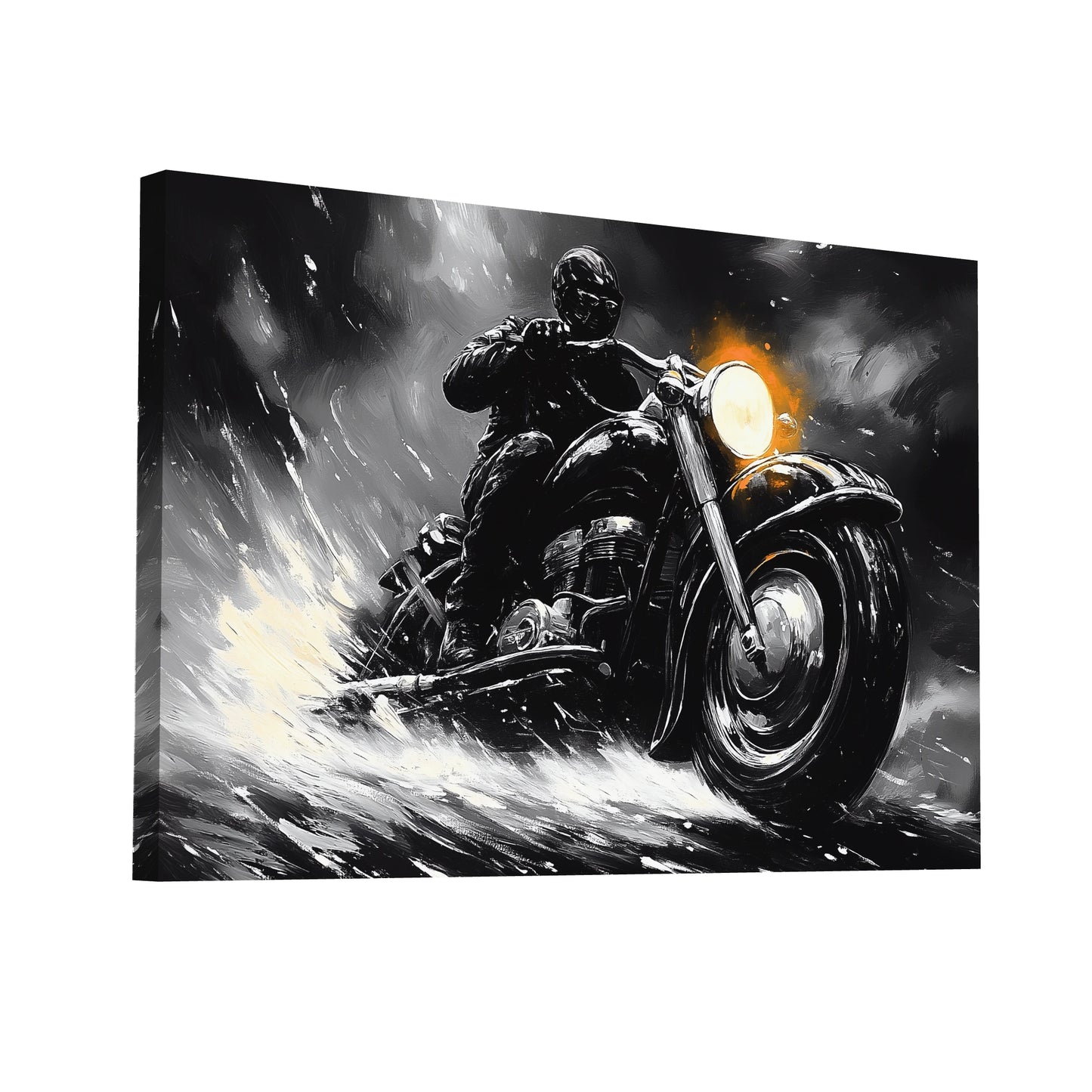 Product Hero 3D WebP Tableau Noir et Blanc Moto - La Liberté - Art Virtuoso