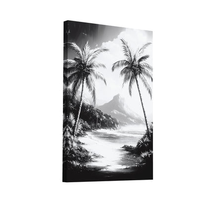 Product Hero 3D WebP Tableau Noir et Blanc - Palmier Paradise - Art Virtuoso