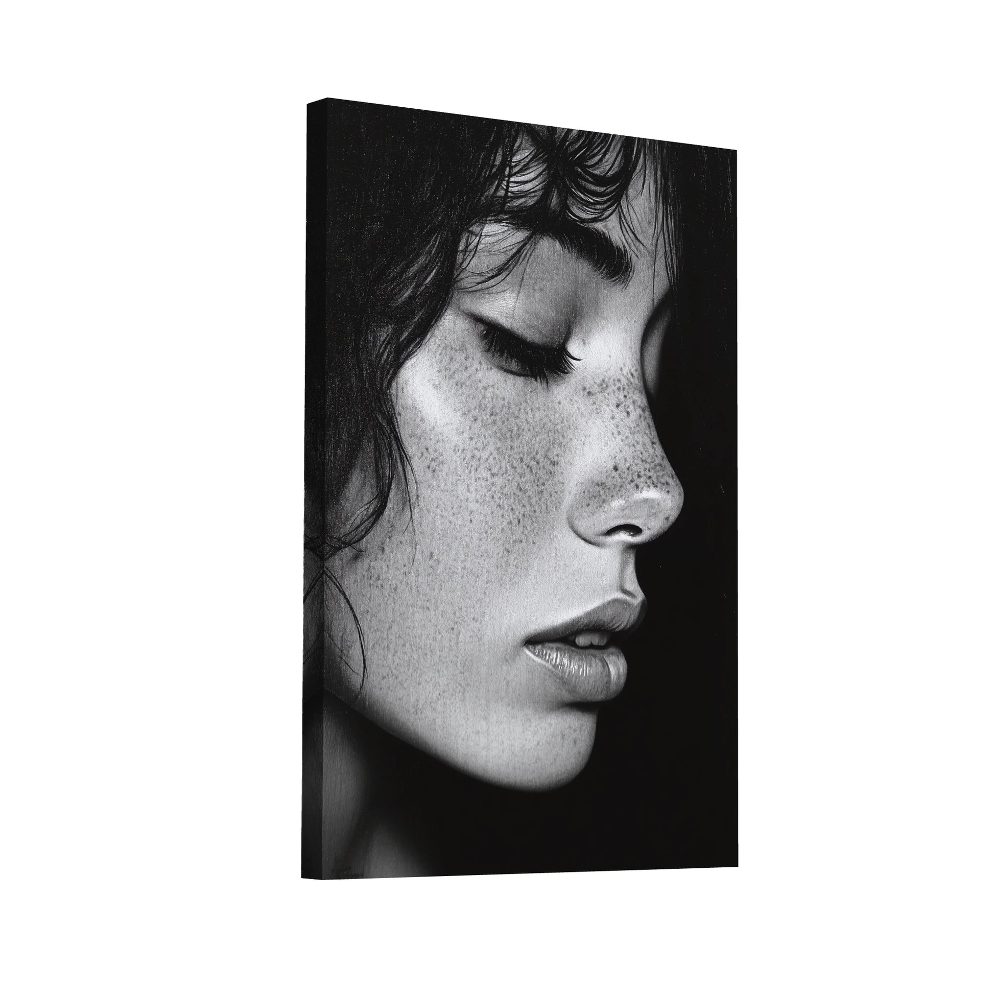 Product Hero 3D WebP Tableau Noir et Blanc - Visage Fermé - Art Virtuoso