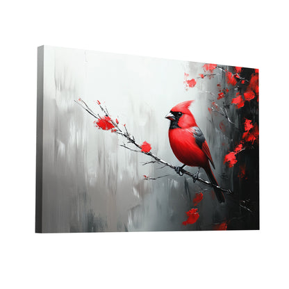 Product Hero 3D WebP Tableau Oiseau Rouge - Cardinal sur Branche d'Hiver - Art Virtuoso