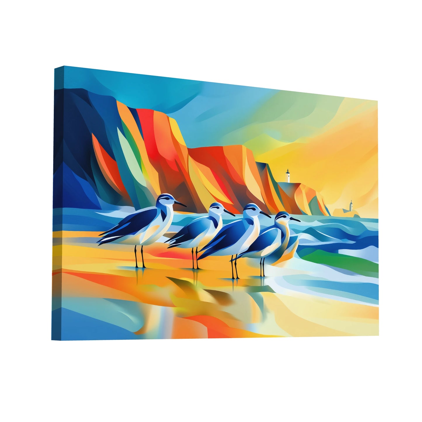 Product Hero 3D WebP Tableau Oiseaux de Mer : Ambiance Océanique - Art Virtuoso