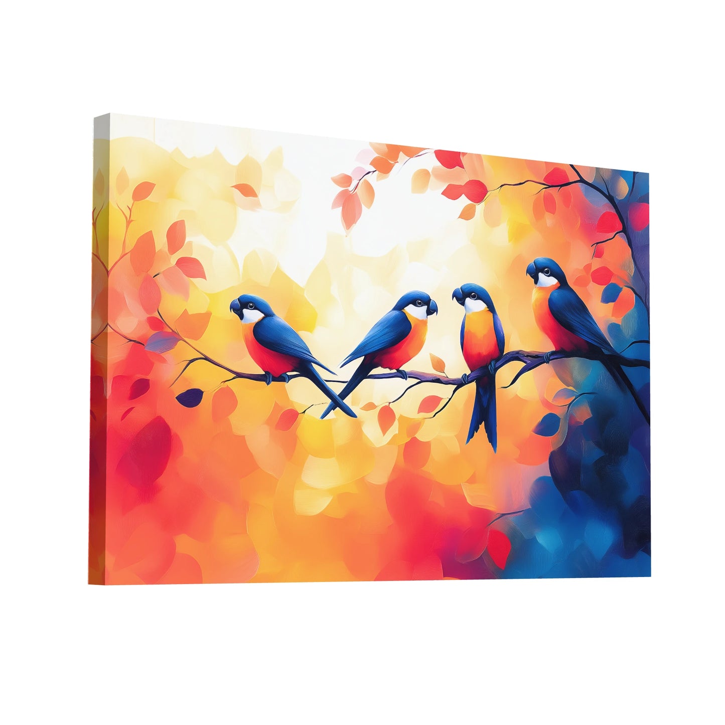 Product Hero 3D WebP Tableau Oiseaux sur Branche : Le Repos du Soir - Art Virtuoso