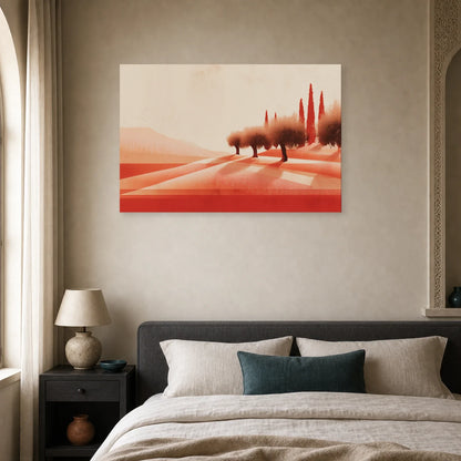 Tableau Oliveraie Mediterraneenne Terracotta dans une chambre - Art Virtuoso