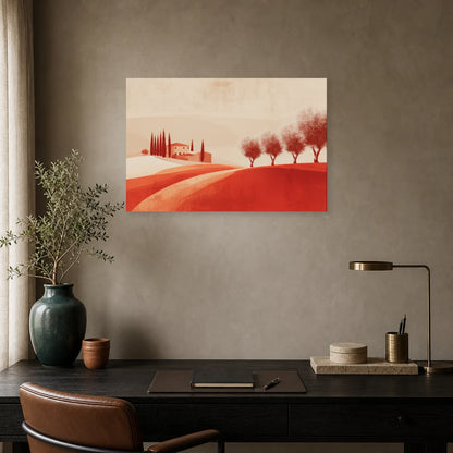Tableau Oliveraie Toscane Terracotta dans un bureau - Art Virtuoso