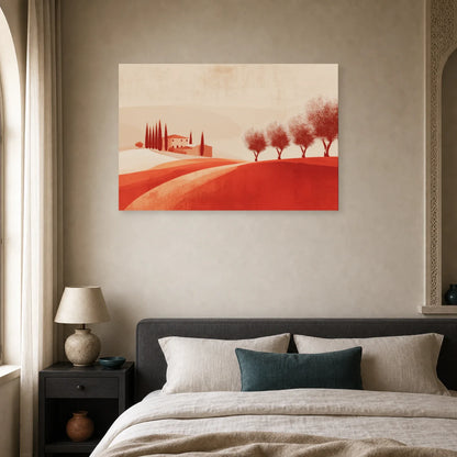 Tableau Oliveraie Toscane Terracotta dans une chambre - Art Virtuoso