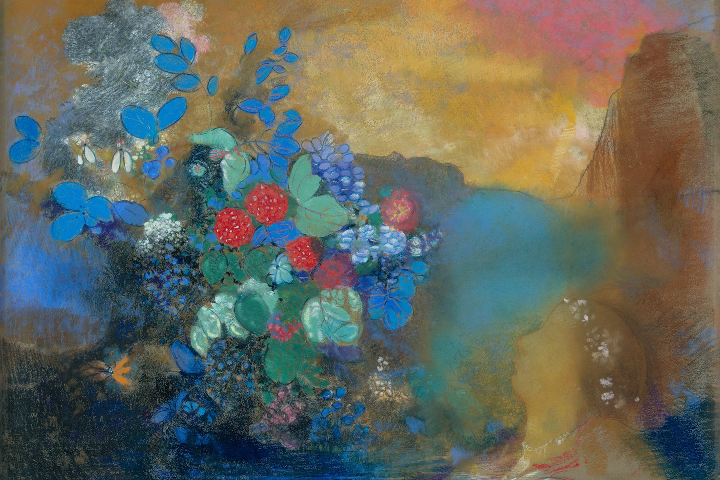 Ophélie parmi les fleurs d’Odilon Redon – reproduction sur toile – format S