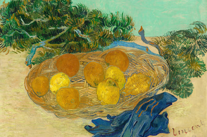 Tableau Nature morte aux oranges et aux citrons avec des gants bleus – Vincent van Gogh – reproduction sur toile, format M