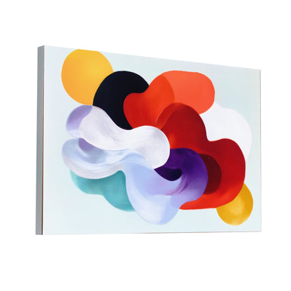 Product Hero 3D WebP Tableau Organique - nuage pastel et carmin scandinave - Art Virtuoso