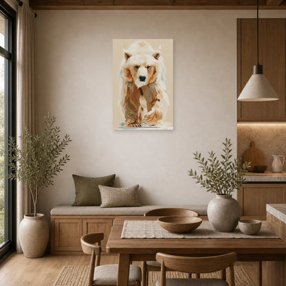 Mockup WebP Tableau Ours Aquarelle dans une cuisine - Art Virtuoso