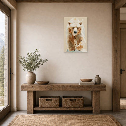Mockup WebP Tableau Ours Aquarelle dans une entree ou un couloir - Art Virtuoso