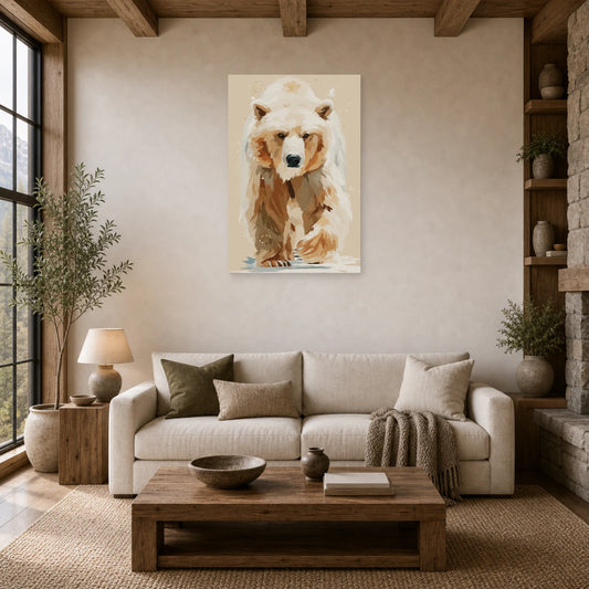 Mockup WebP Tableau Ours Aquarelle dans un salon - Art Virtuoso