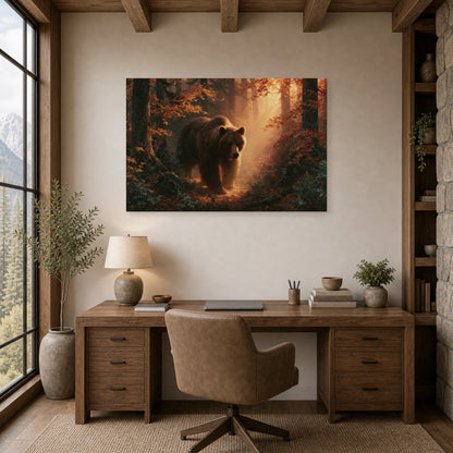 Mockup WebP Tableau Ours Brun Automne dans un bureau - Art Virtuoso