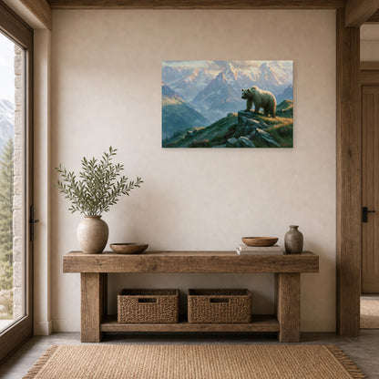 Mockup WebP Tableau Ours Brun Montagne dans une entree ou un couloir - Art Virtuoso