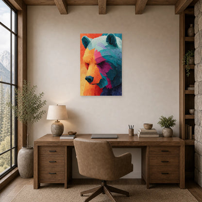 Mockup WebP Tableau Ours Colore dans un bureau - Art Virtuoso