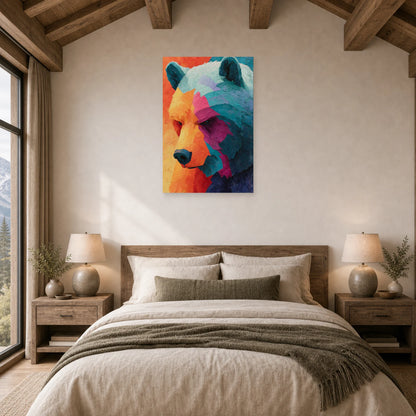 Mockup WebP Tableau Ours Colore dans une chambre - Art Virtuoso