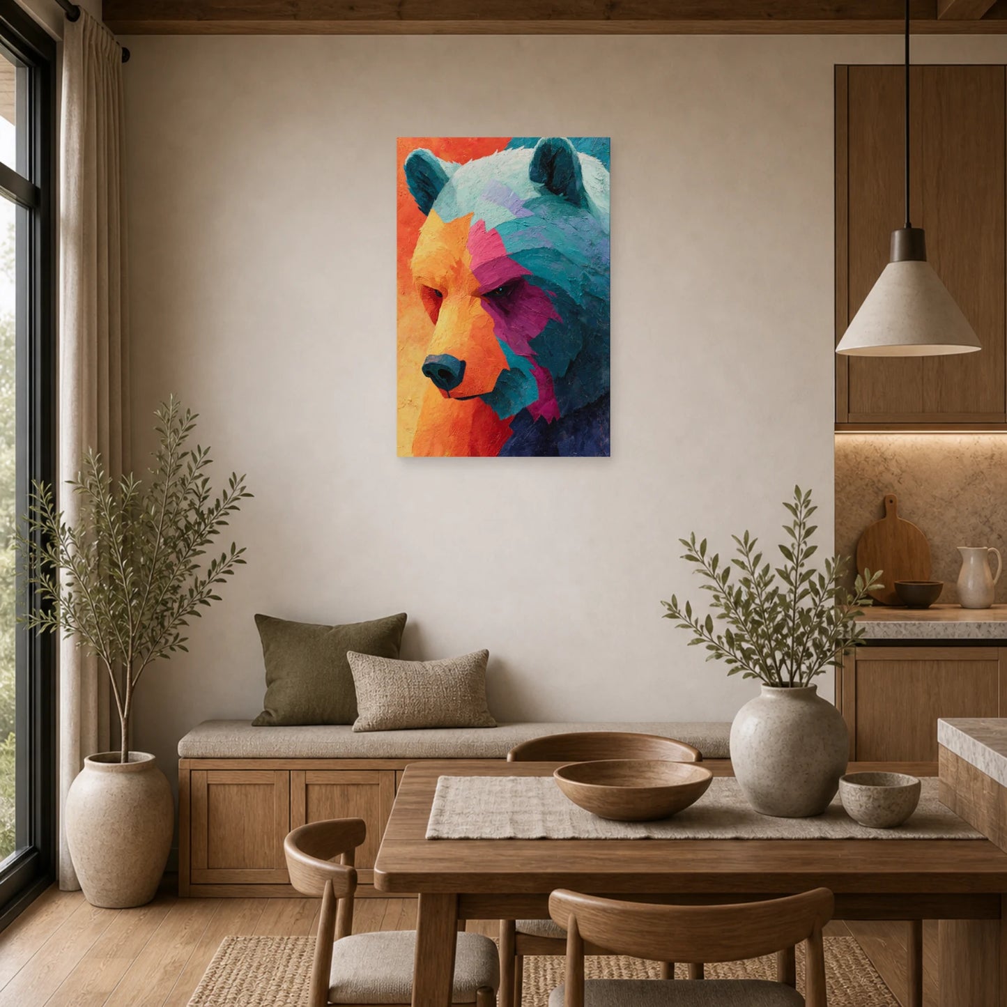 Mockup WebP Tableau Ours Colore dans une cuisine - Art Virtuoso