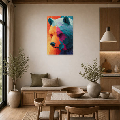 Mockup WebP Tableau Ours Colore dans une cuisine - Art Virtuoso