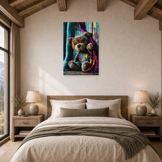 Mockup WebP Tableau Ours En Peluche dans une chambre - Art Virtuoso