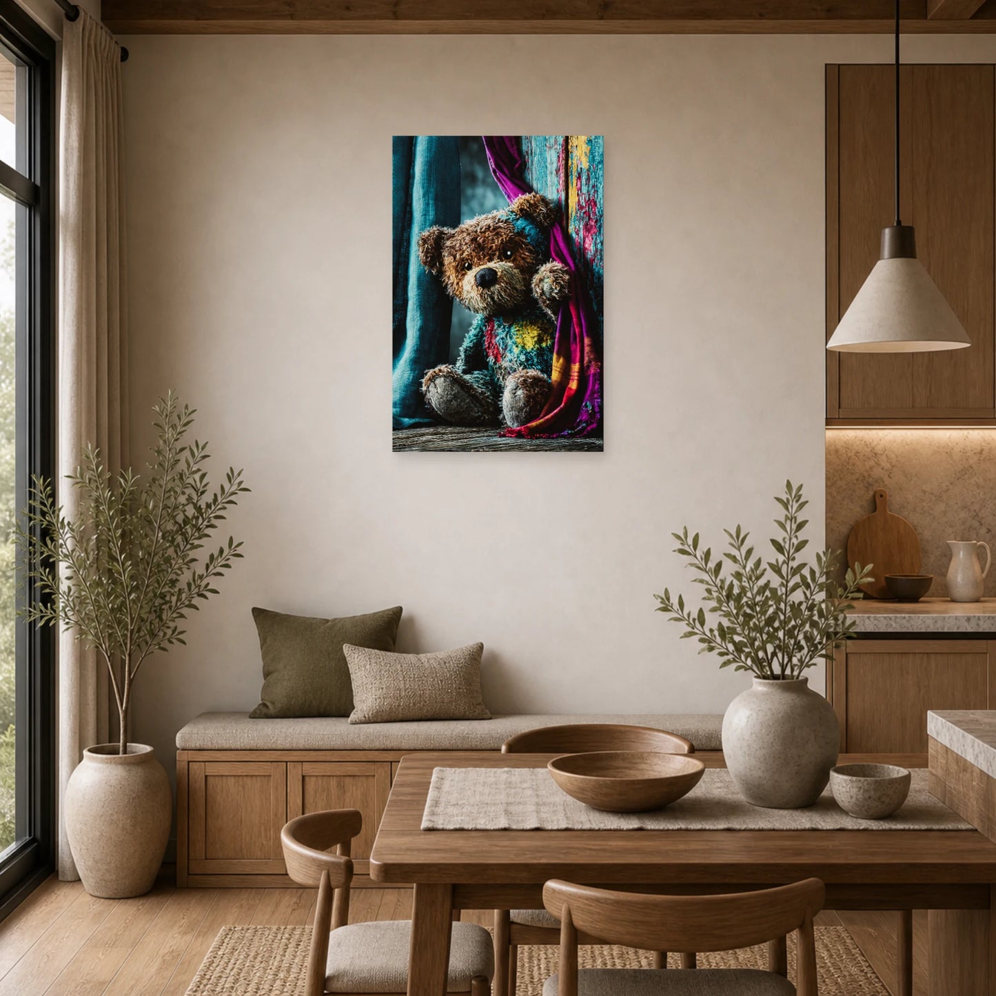 Mockup WebP Tableau Ours En Peluche dans une cuisine - Art Virtuoso