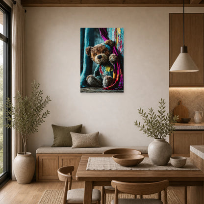Mockup WebP Tableau Ours En Peluche dans une cuisine - Art Virtuoso