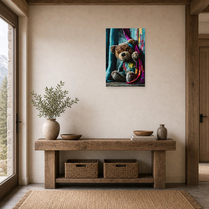 Mockup WebP Tableau Ours En Peluche dans une entree ou un couloir - Art Virtuoso