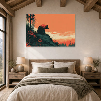 Mockup WebP Tableau Ours Foret Nuit dans une chambre - Art Virtuoso
