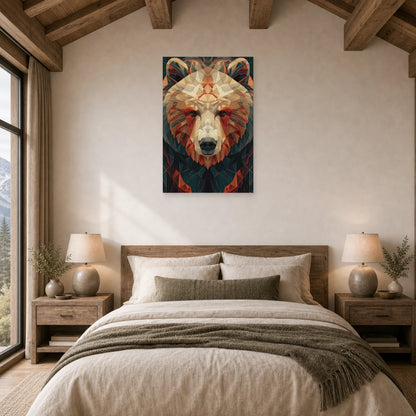 Mockup WebP Tableau Ours Geometrique dans une chambre - Art Virtuoso