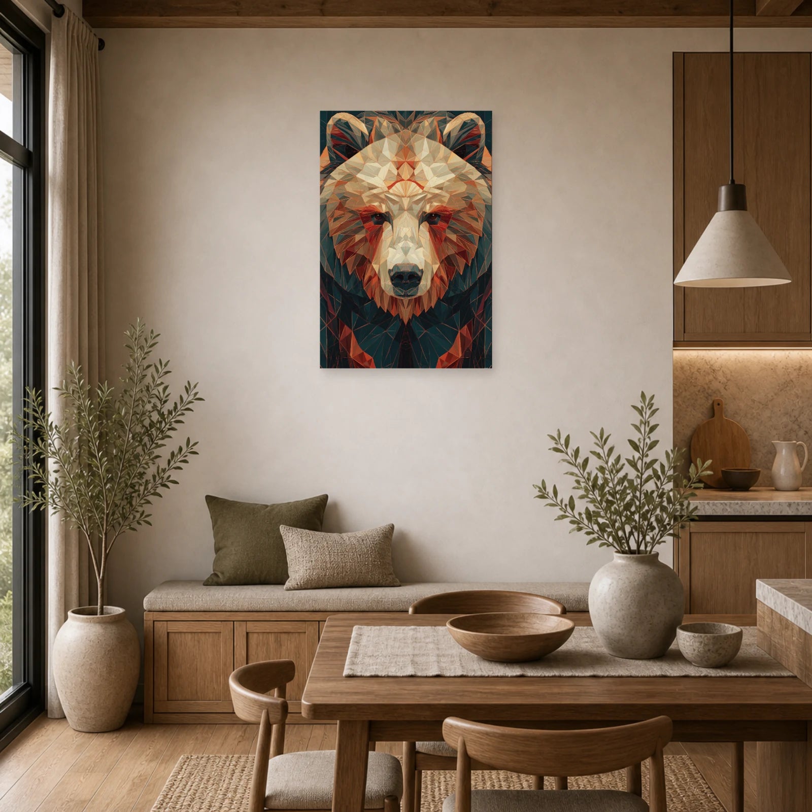 Mockup WebP Tableau Ours Geometrique dans une cuisine - Art Virtuoso