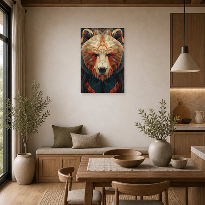 Mockup WebP Tableau Ours Geometrique dans une cuisine - Art Virtuoso