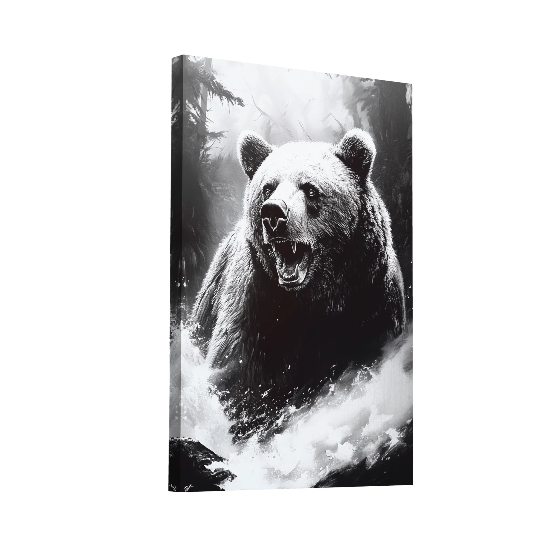 Product Hero 3D WebP Tableau Ours Noir et Blanc - Force de la Nature - Art Virtuoso