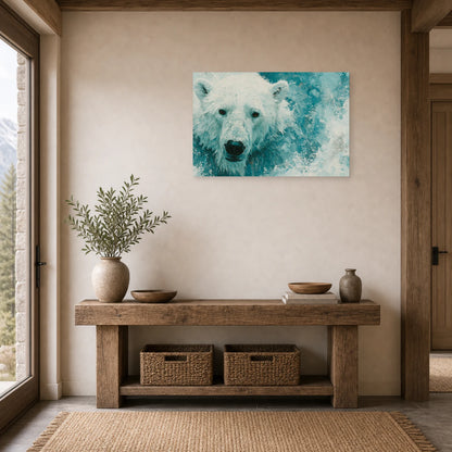 Mockup WebP Tableau Ours Polaire Abstrait dans une entree ou un couloir - Art Virtuoso
