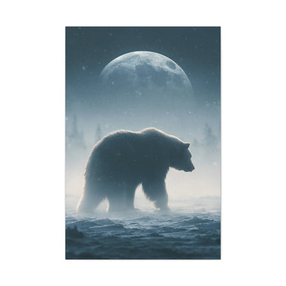 Tableau Ours Polaire Lune Bleue - Clair de Banquise - format XXL