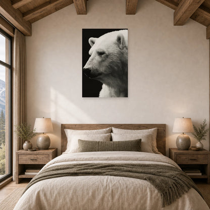 Mockup WebP Tableau Ours Polaire Noir Et Blanc dans une chambre - Art Virtuoso